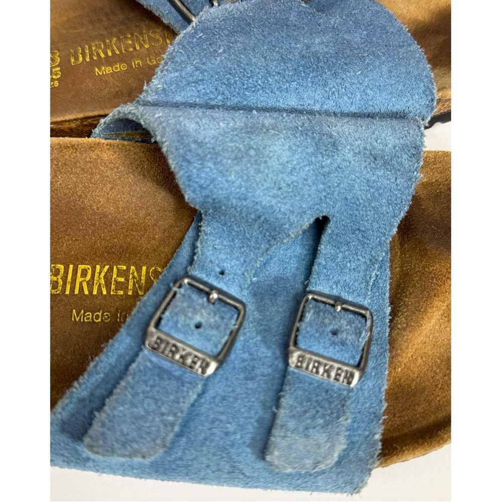 Birkenstock Women’s Zurich Light Blue Suede Slide Sandals, size 7.5 US / 38 EU - Picture 3 of 12